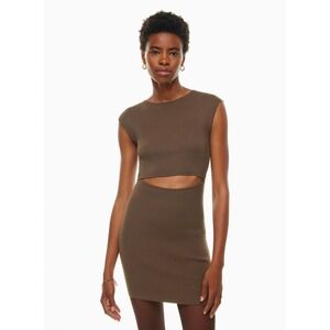 Wilfred Cutout Mini Dress Ribbed Bodycon‎ Casual Party Brown XS